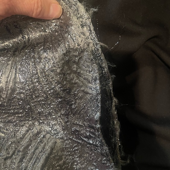 Xscape Metallic Gray Off-Shoulder High-Low Ruffle Gown - Picture 15 of 16